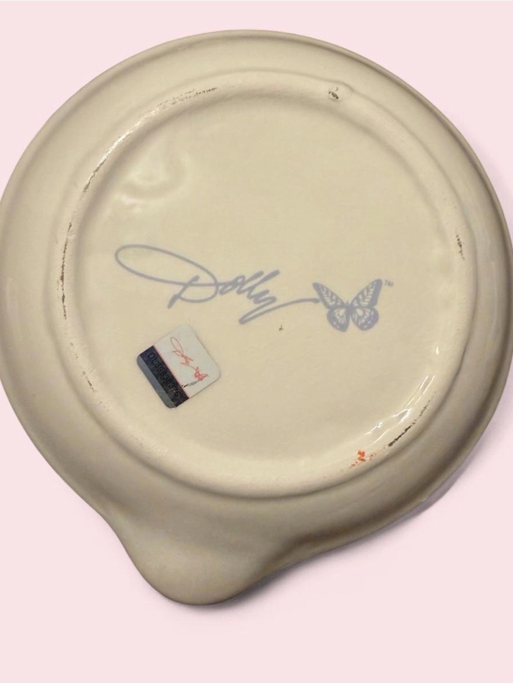 Dolly Parton Pink Butterfly Floral Ceramic Trinket Dish - Picture 2 of 2